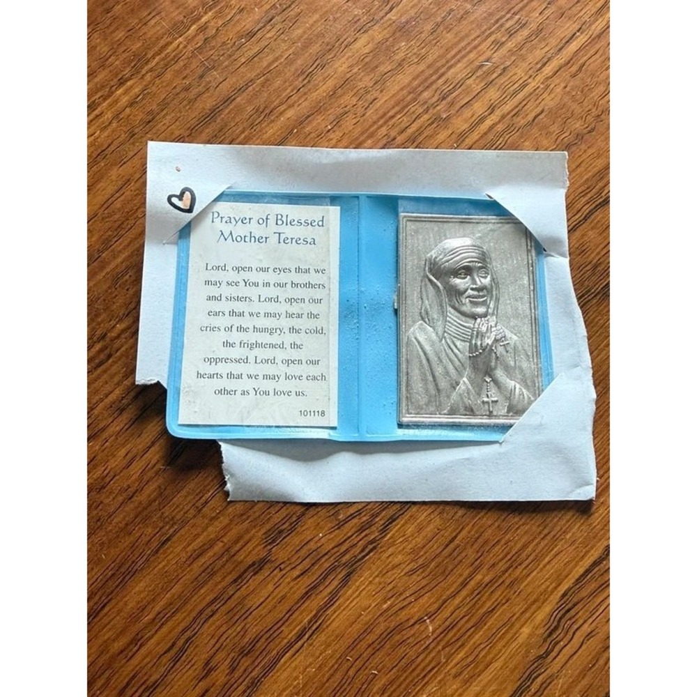 Mother Teresa Prayer Card | Vintage Metal Plaque Catholic Devotional